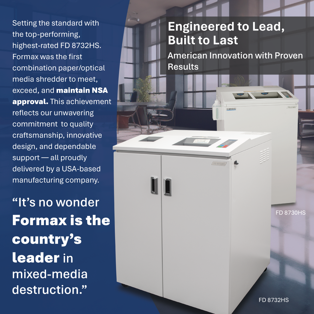 Formax FD 8732HS High Security Paper & Optical Media Shredder
